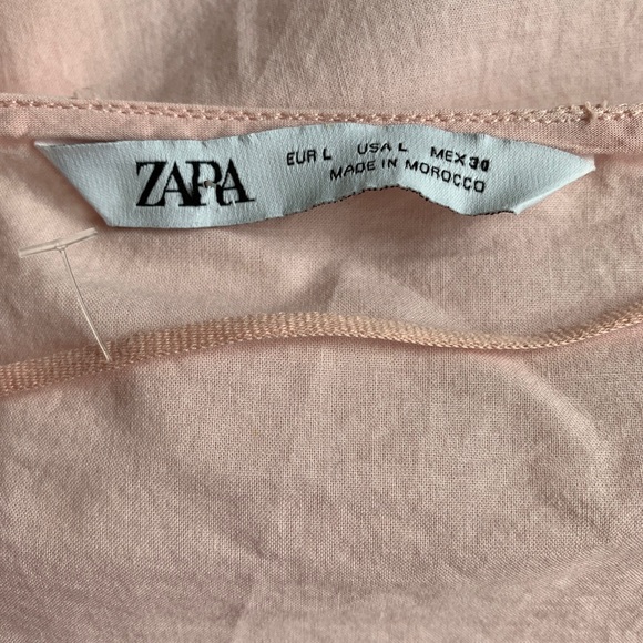 *NWT* Zara large flowy blouse long sleeve button-up pink v-neck embroidery pleat - Picture 4 of 7